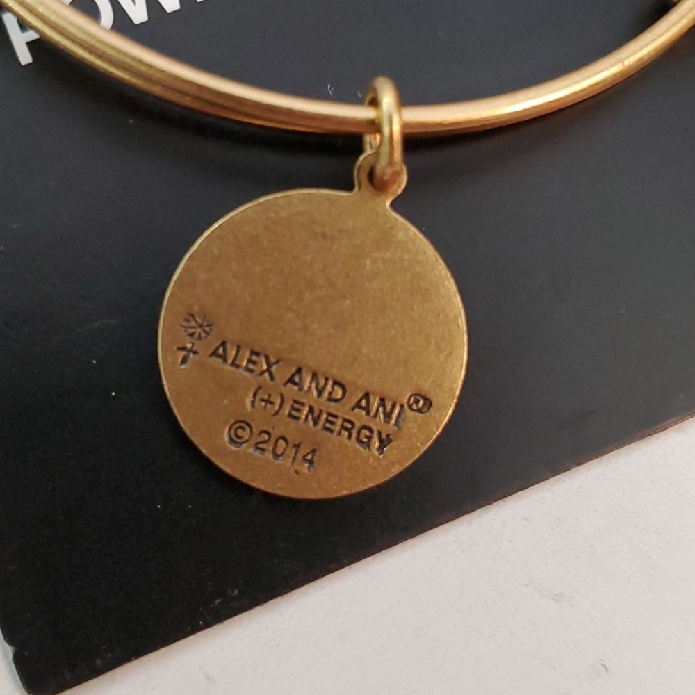 Alex and Ani Inital Letter F Goldtone bracelet - Picture 8 of 9